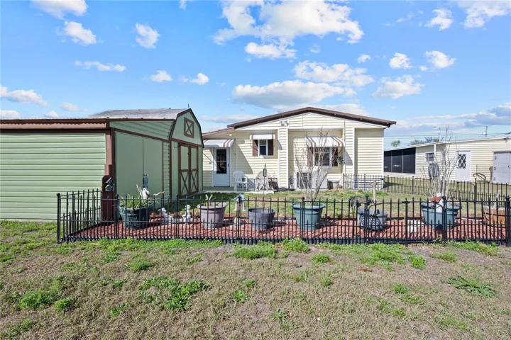 Fenced backyard.