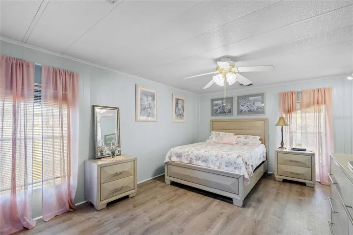 Primary bedroom is plenty large enough for king size bed.