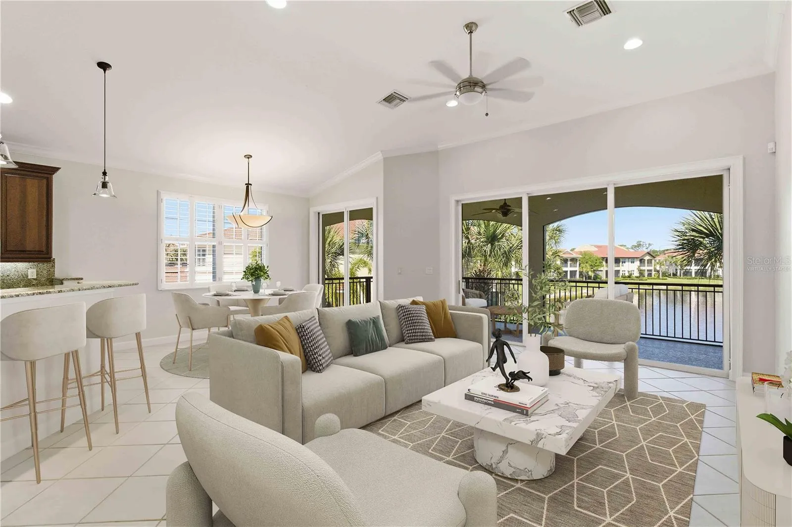 Virtually Staged - Great room &amp; kitchen