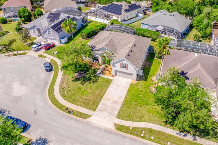 Aerial view of the front of the home.