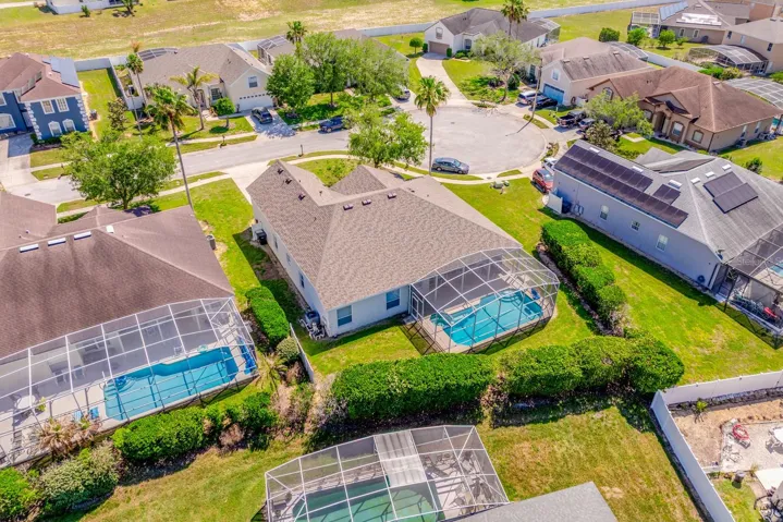 Aerial view of the back of the home.
