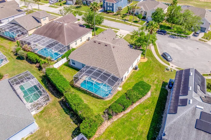 Aerial view of the back of the home.