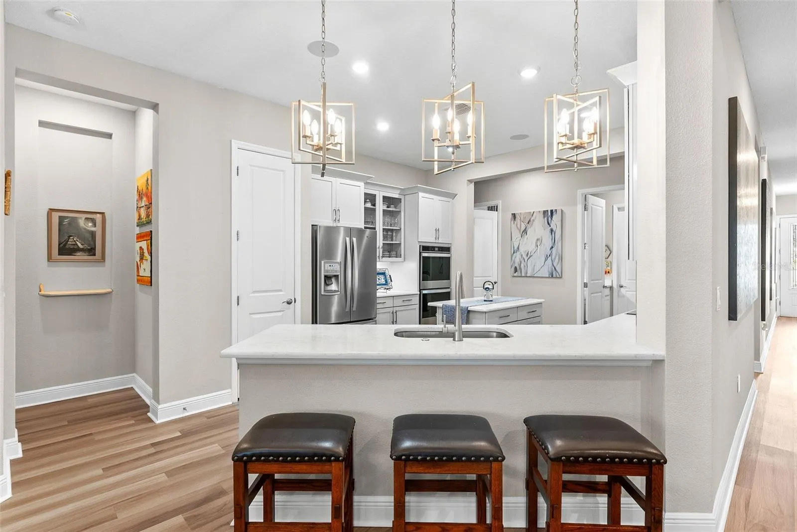 Gourmet Kitchen Counter with Barstools