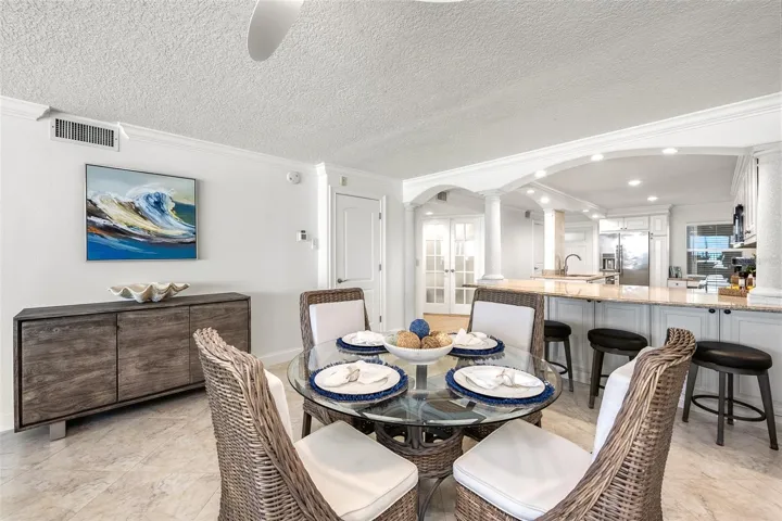 Dining Room with view of French doors to Guest Suite