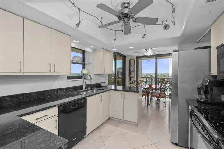 Kitchen with water views