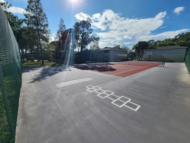 Multi-Use Court that has Tennis, Pickelball, Shuffleboad, Basketball, and other games