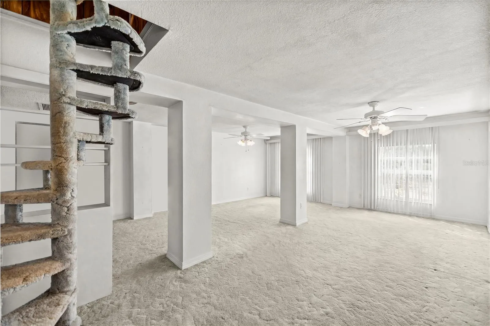 living room dining room view from bottom entry door kitchen is to the left of this view virtual stage