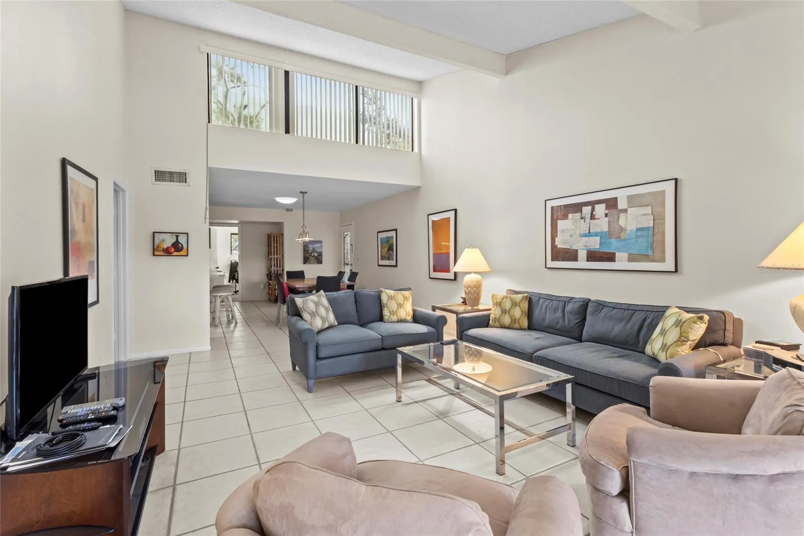 Living Room with clerestory windows