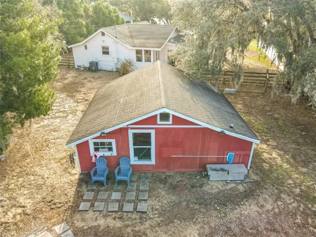 Aerial view of the back yard