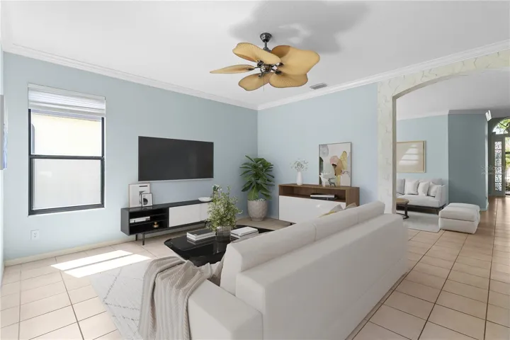 virtually staged great room area