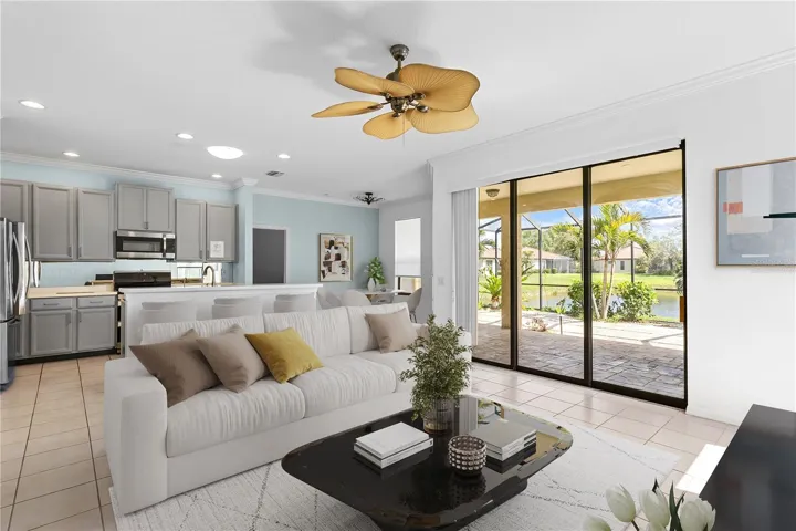 virtually staged great room area