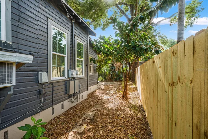 South unit side yard- view from front