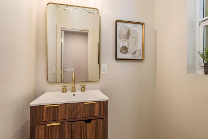Powder room off foyer