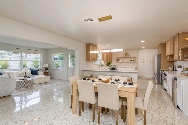 kitchen dining and bonus family rooms