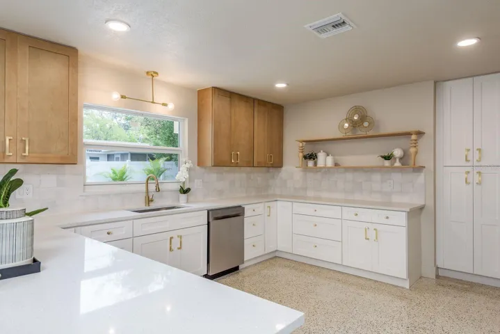 Open kitchen, coffee bar, plenty of room for mixers and appliances, soft close all wood cabinetry