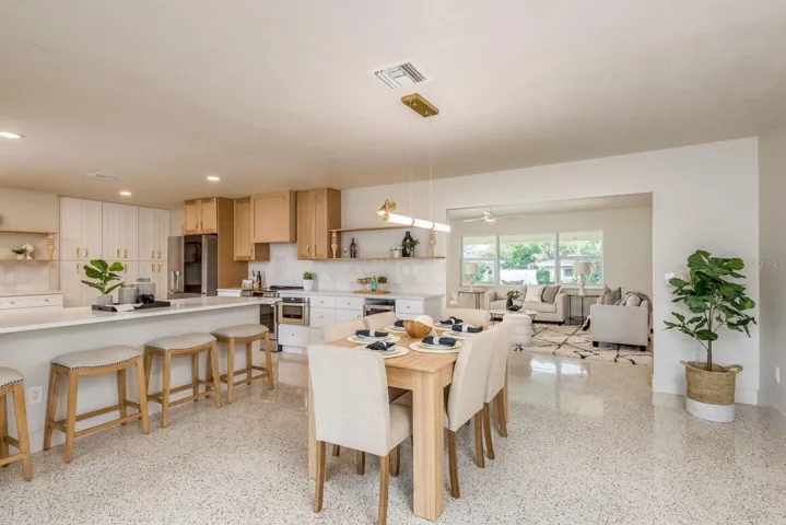 Dining, kitchen and Living room