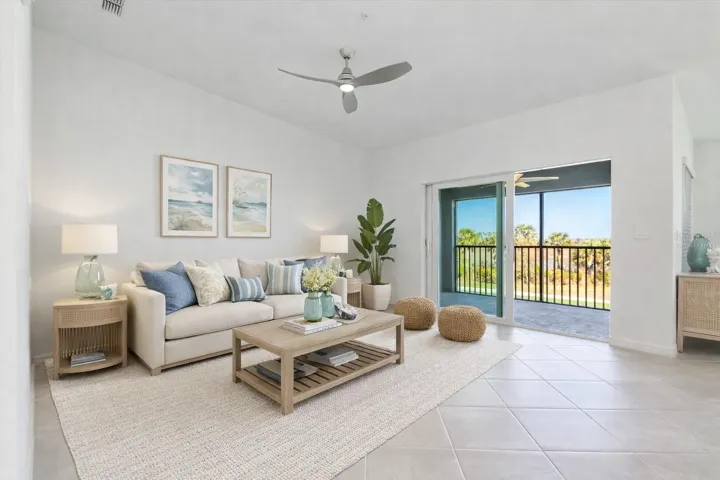 Virtually staged living room.
