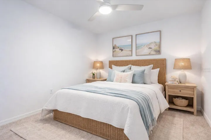 Virtually staged guest bedroom