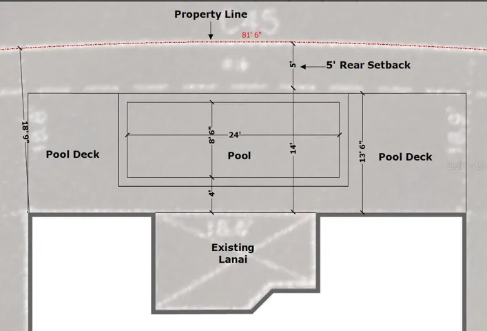 This is a proposed drawing of a pool that could be built. It's up to a buyer to do their due diligence