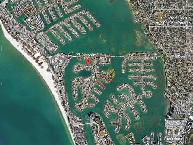Google Earth view located just across the bridge from Treasure Island Beach. Close enough to walk.