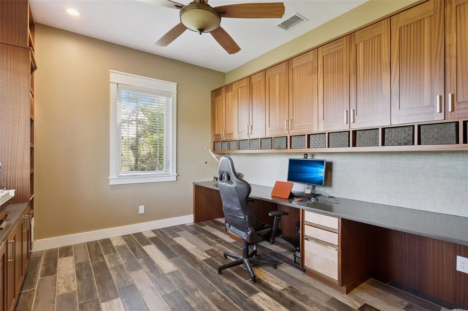 Dedicated office with custom cabinetry