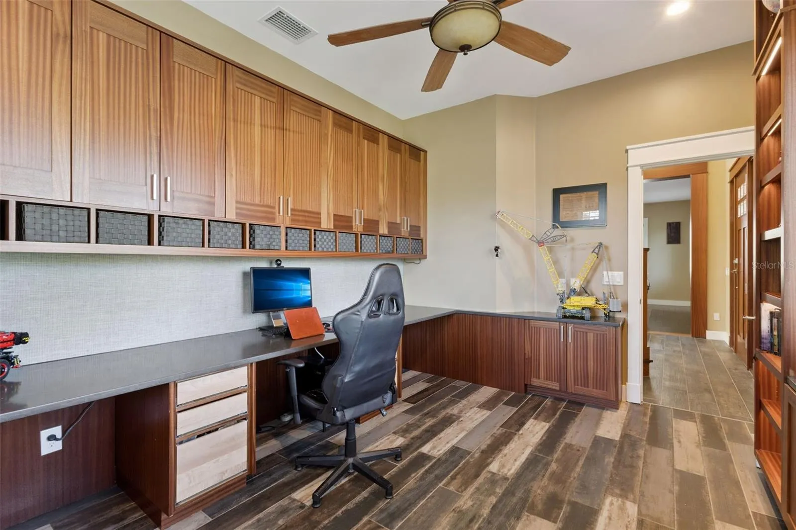 Dedicated office with custom cabinetry