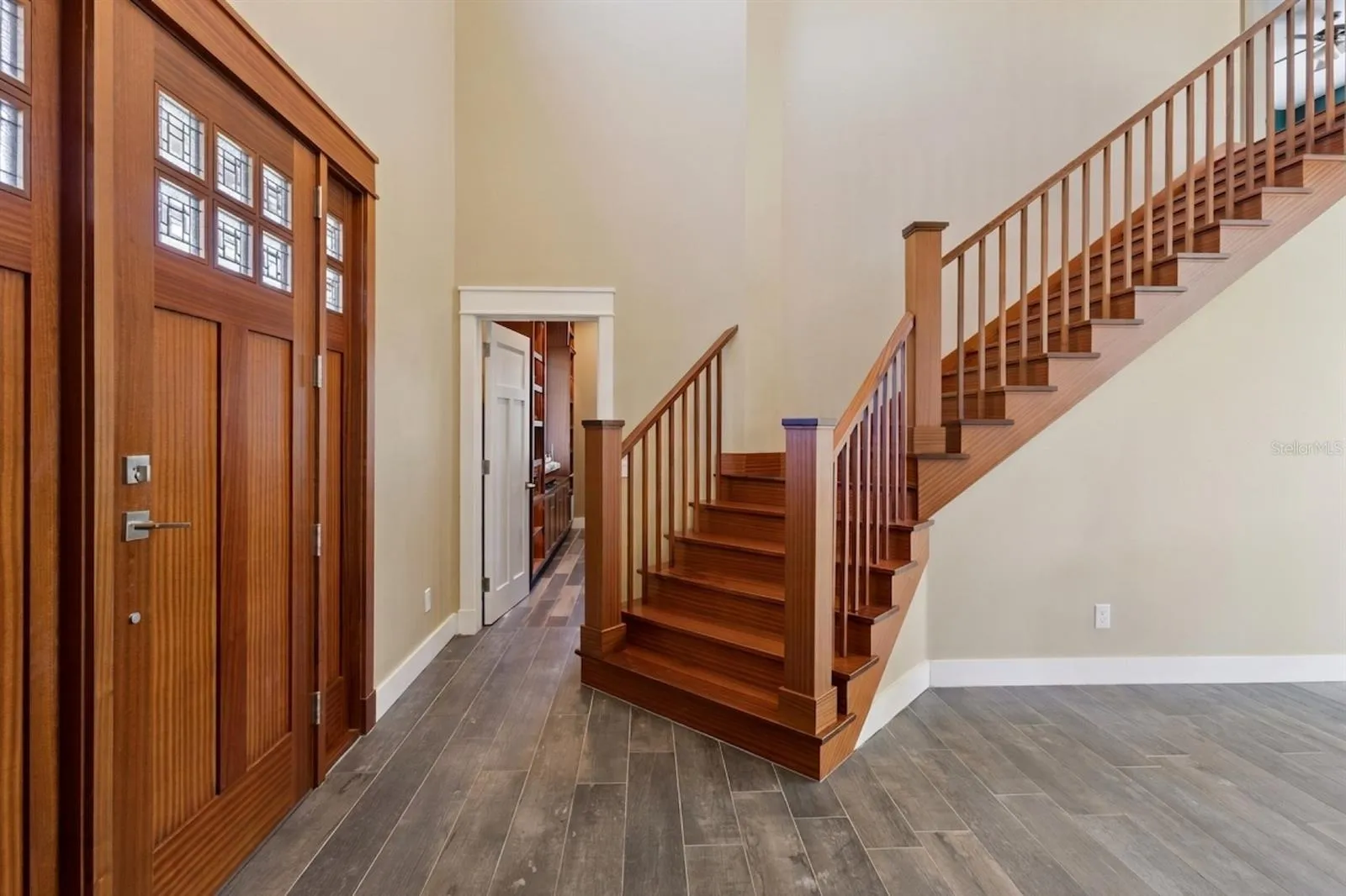 Front entry with Sapele wood staircase