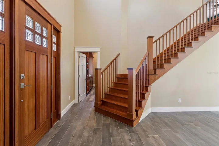 Front entry with Sapele wood staircase