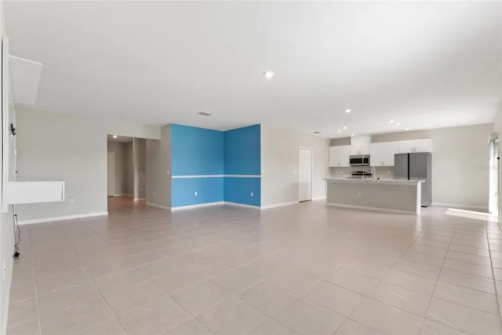 Combined living and dining areas make for easy living and entertaining.