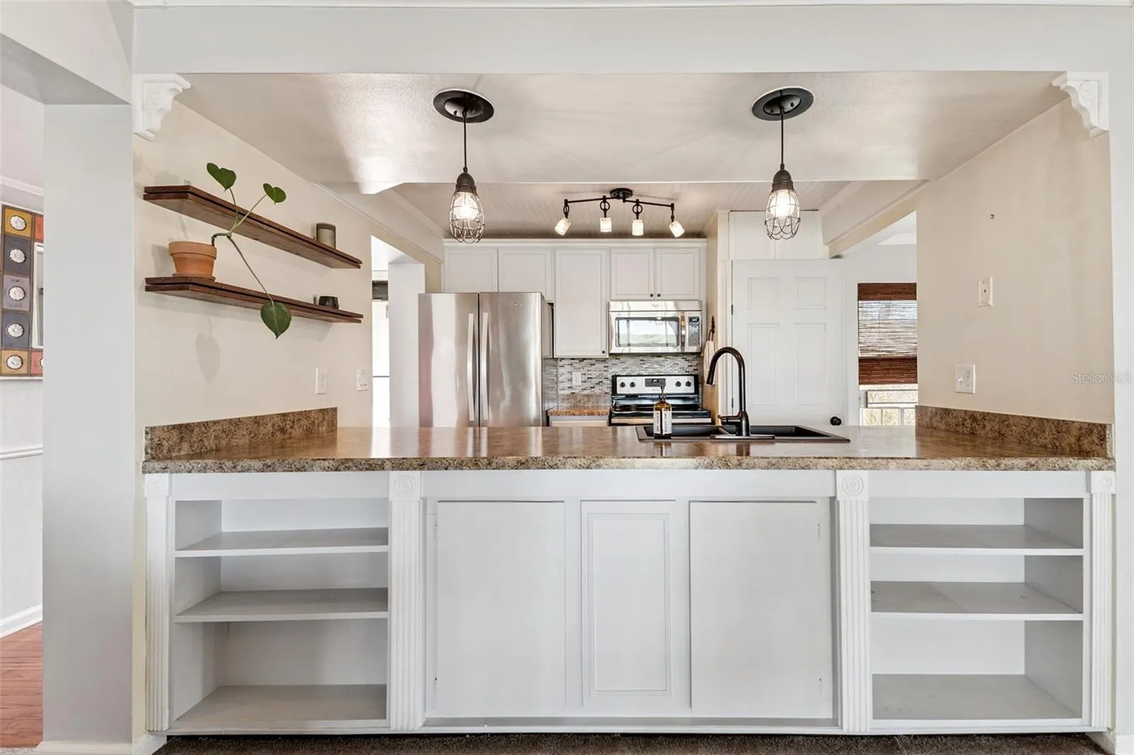 Kitchen and bar area with extra storage