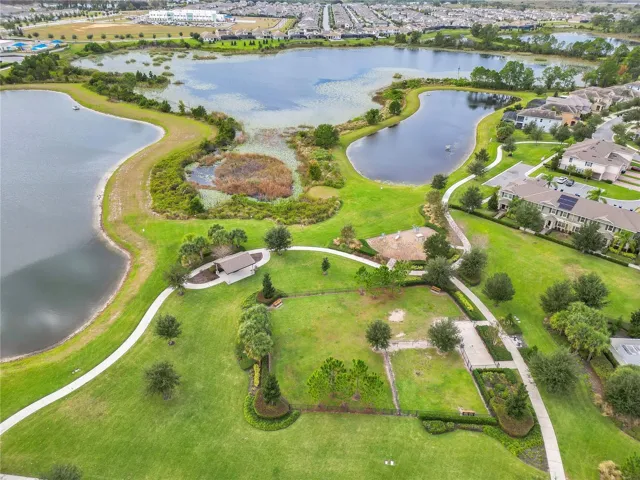 Scenic walking trails and water views throughout the community