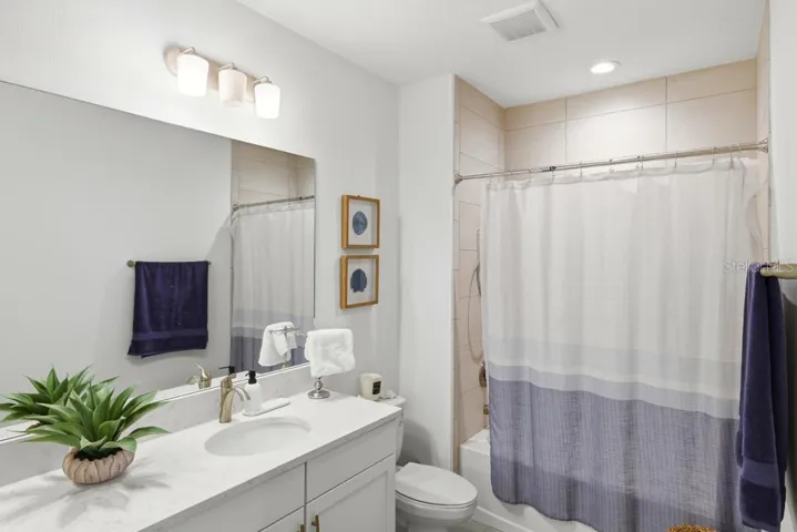 Upstairs bathroom #2 includes double vanity sinks.