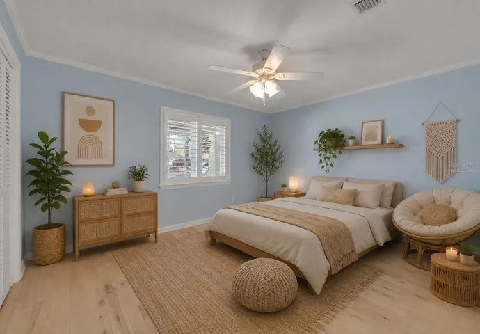 Bedroom 2 with boho vibes - Virtually Staged