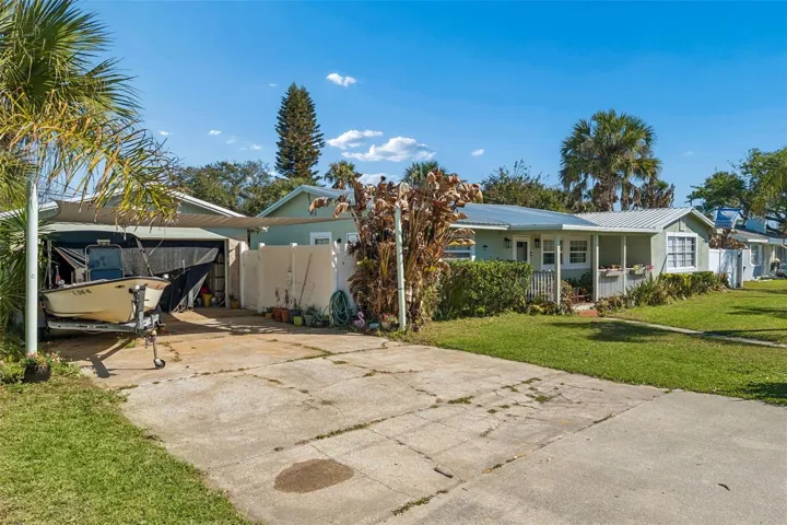 Detached garage with a breezeway