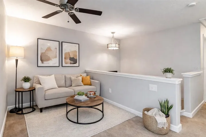 Versatile upstairs LOFT ideal for a HOME OFFICE, MEDIA ROOM, or COZY LOUNGE AREA.