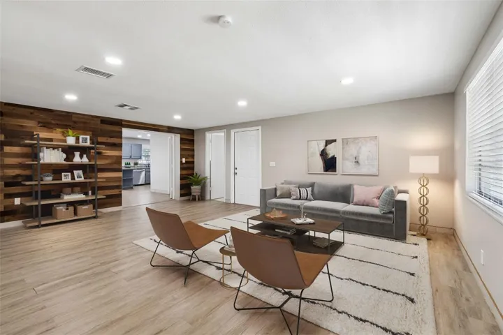 Virtually stages Living Room