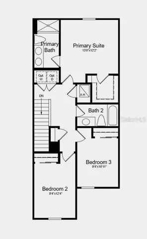 Second Floor Plan -  Additional Highlights Include: upgraded tile flooring on the main floor, quartz countertops, and window blinds throughout the home