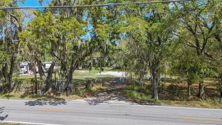 Long concrete driveway