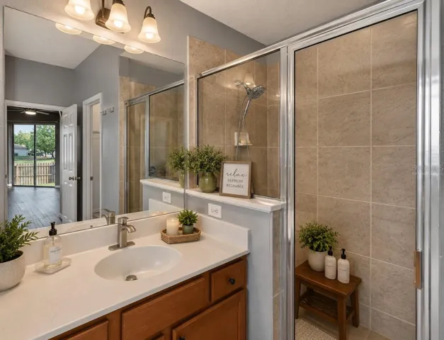 Virtually staged primary shower