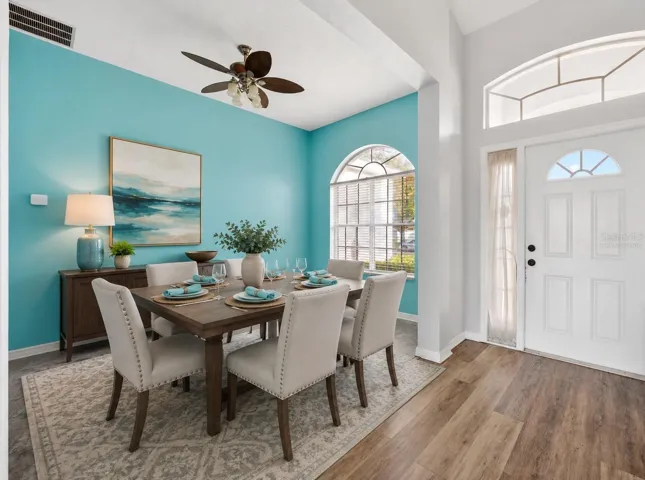 Virtually staged dining room