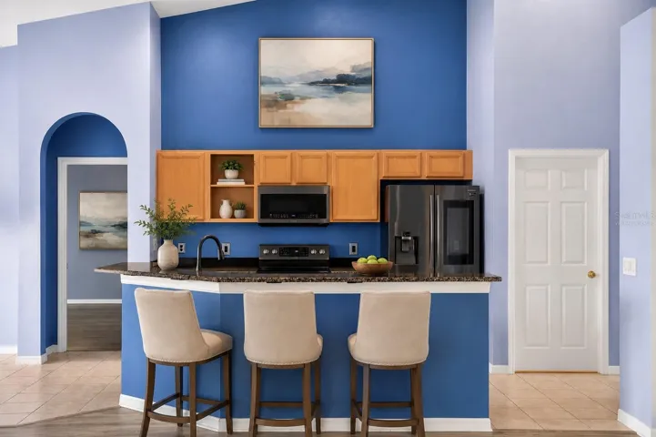 Virtually staged kitchen with granite counters