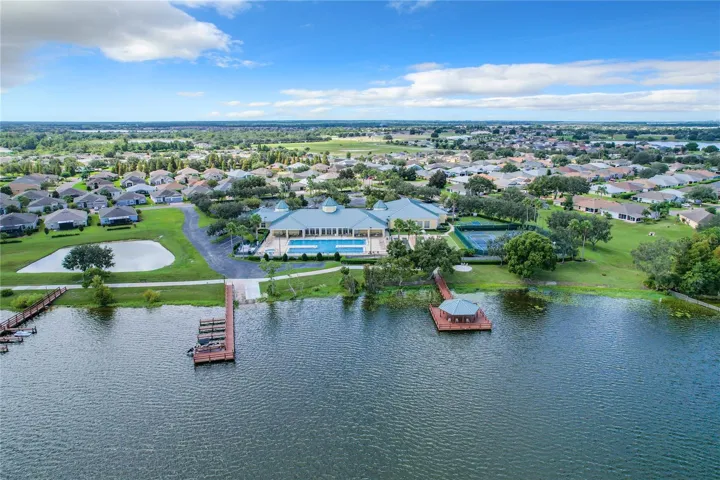 Aerial of the lake and clubhouse