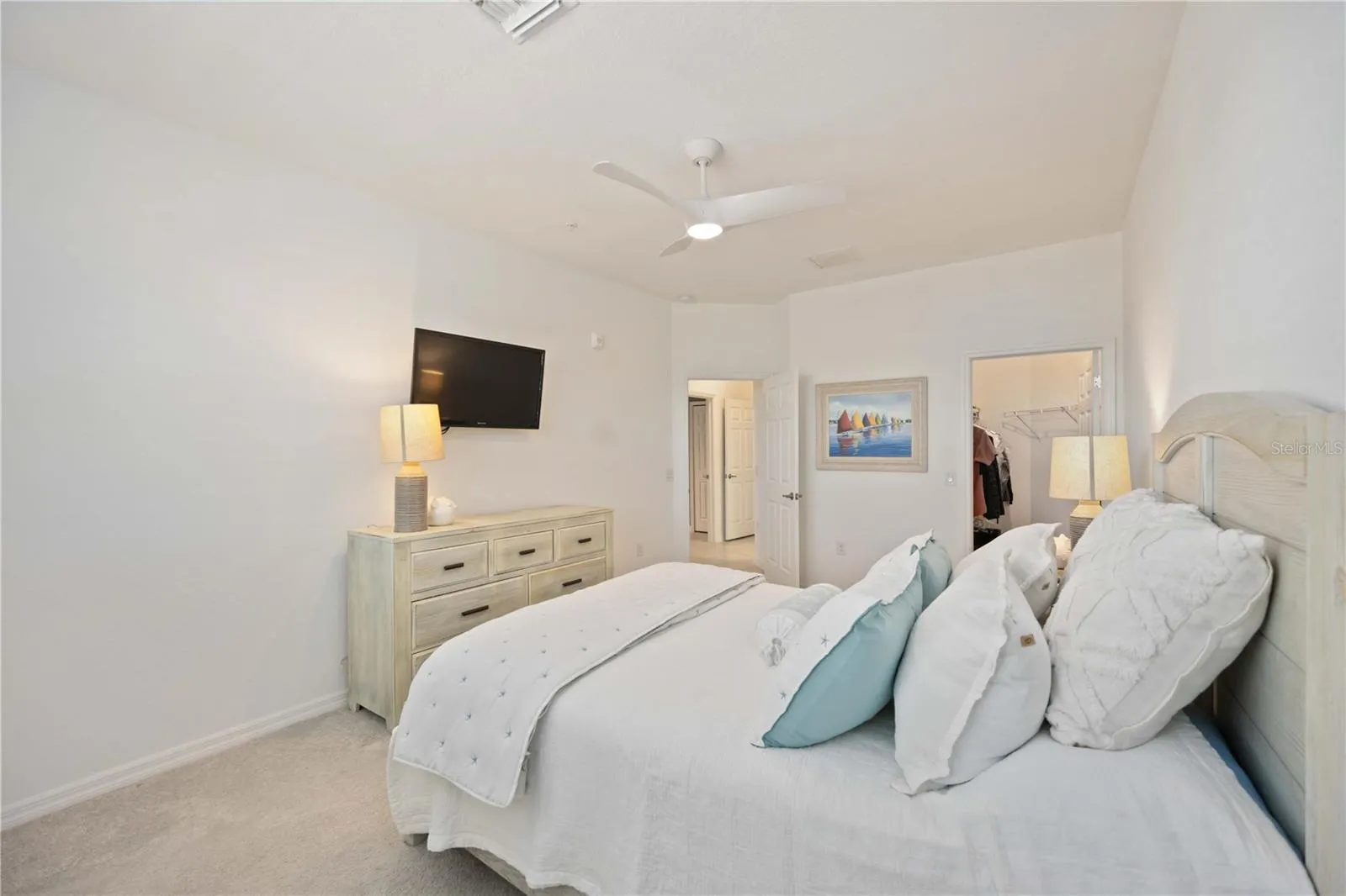 Bedroom 2 - Queen Bed, Television, dresser, night stands