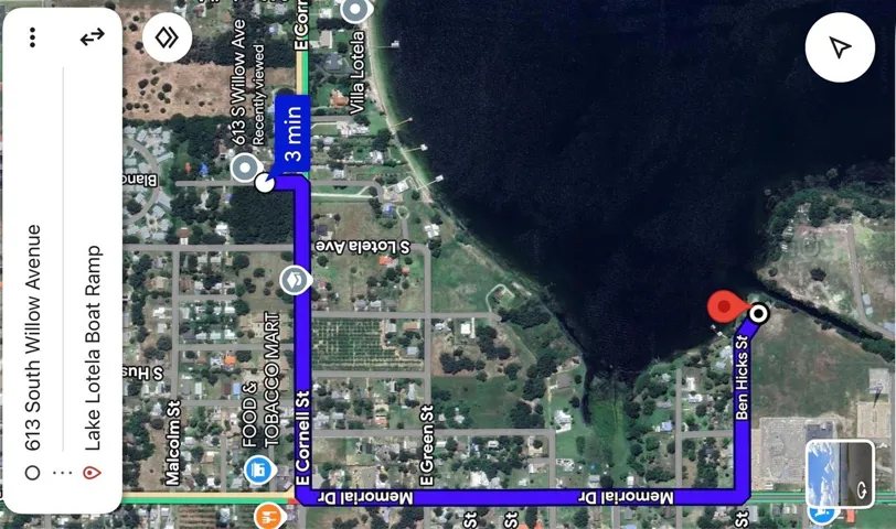 Distance to public boat ramp