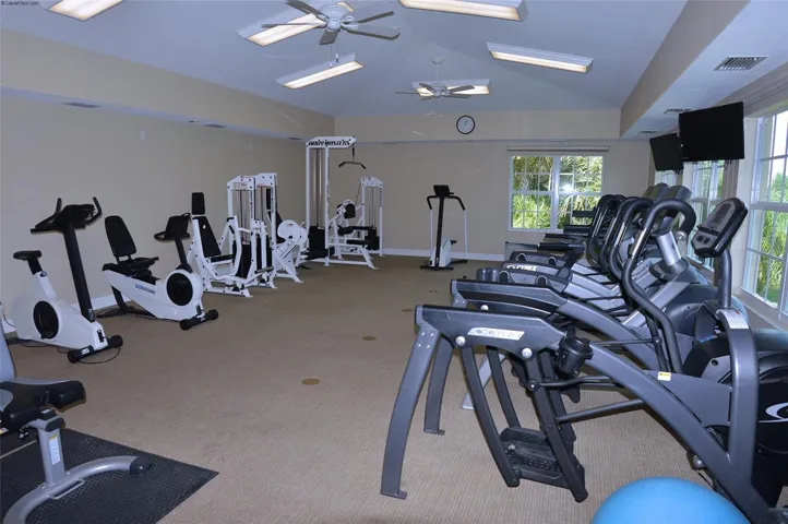 Stay toned in the nearby fitness center.