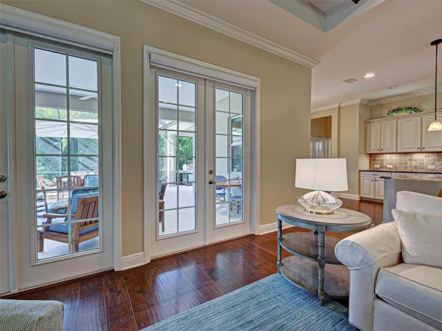 4 sets of hurricane resistant French doors lead to the extended outdoor area, making it so easy to enjoy the fantastic Florida weather.