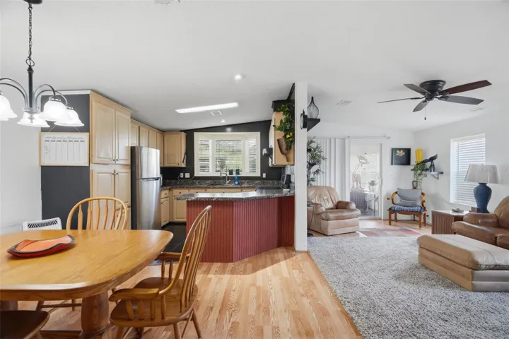 Open living-dining-kitchen area