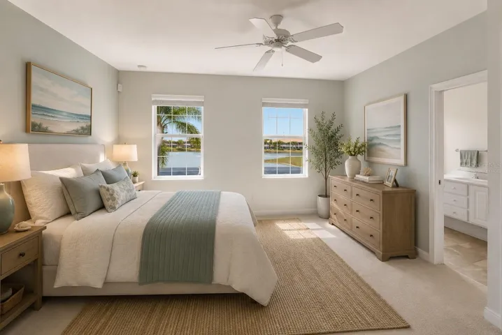 Virtually staged primary suite.