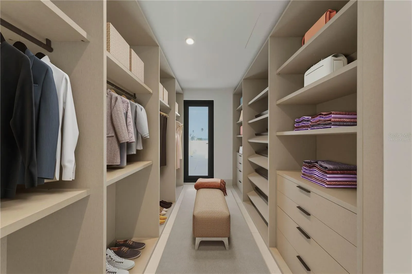 Walk-In Closet - This image has been virtually staged and does not reflect the current state of the property.