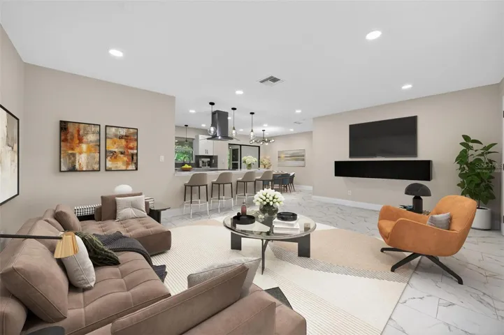 Virtually Staged Living Room/Kitchen Combo